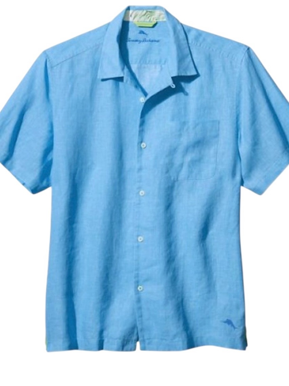 Tommy Bahama Linen Button Down Shirt Light Blue Short-Sleeve Men’s Size XLT